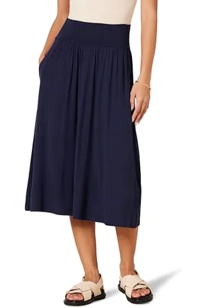 Amazon Damen Midirock aus Jersey zum Hineinschlüpfen, , XXL