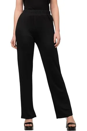 Ulla Popken Damen Slinkyhose, weites Bein, Elastikbund, Slinky-Piqué, , 42/44