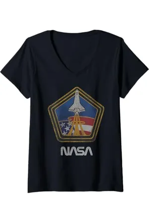 Nasa Damen -Rakete im Pentagon-Ikone T-Shirt mit V-Ausschnitt