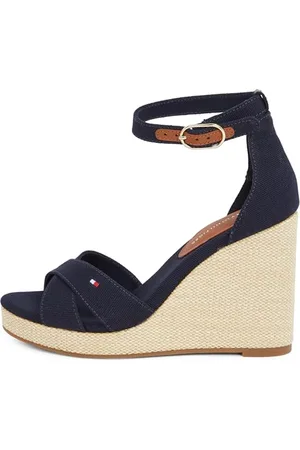 Tommy Hilfiger Damen Wedge Sandalen Flag High Crisscross mit Knöchelriemen, Blau (Space Blue), 38