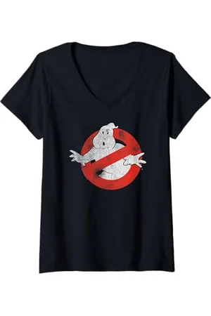 Ghostbusters Damen Beunruhigt Kein Geist Kein Typ T-Shirt mit V-Ausschnitt