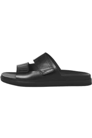 JACK & JONES Herren Jfwstockholm Leather Velcro Sandal, Black, 41 EU
