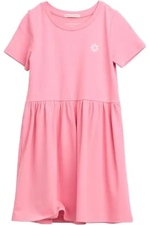 TOM TAILOR Kinder Midi-Kleid mit Print, Sunrise pink, 116/122