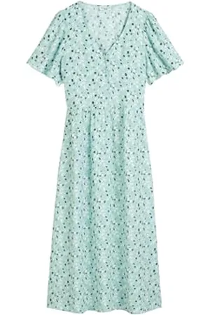 Marc O’ Polo Marc OߴPolo Denim Damen Kleid mit V-Ausschnitt Allover-Print, Mehrfarbig (Light Blue Multi 05), XL