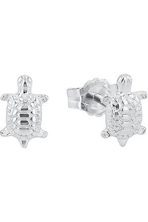 Amor Ohrstecker 925 Sterling Silber Mädchen Kinder Ohrschmuck, 0,8 cm, Silber, Schildkröte, Kommt in Schmuck Geschenk Box, 9064052