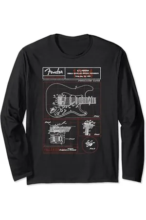 Fender Stratocaster Diagram Boxes Guitar Langarmshirt