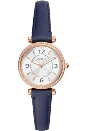 Fossil Damenuhr Carlie quarz/3 Zeiger Uhrwerk 28mm Gehäusegröße mit einem litehide™ Lederarmband ES5297
