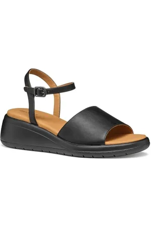 Geox Damen D MELICONIA A Wedge Sandal, Black, 37 EU