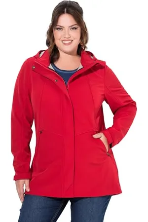 Ulla Popken Damen Hyprar Softshell-longjacke, Wasserdicht, A-linie, Kapuze Jacken, , 42-44 EU