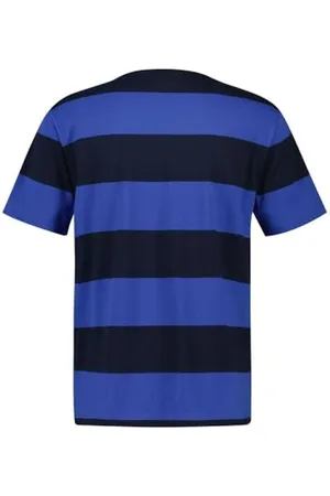 GANT Herren T-Shirt gestreift - BAR STRIPE T-SHIRT, Rundhals, Kurzarm, Baumwolle Blau L