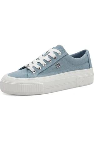 QS by s.Oliver Damen Plateau Sneaker mit Schnürsenkeln Bequem, Blau , 40 EU