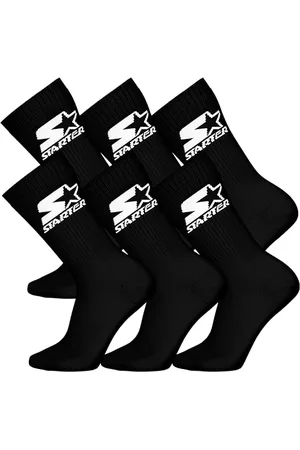 Starter Unisex 6-Pack Crew Socks, Black, 43
