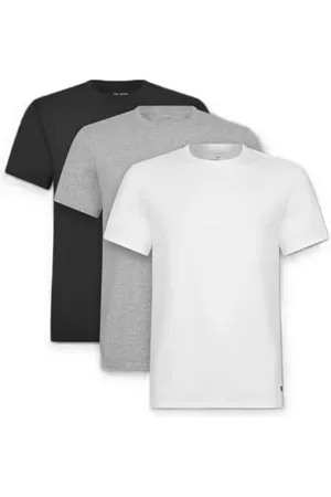 Ted Baker Herren Mens 3-Pack Breathable Cotton Stretch Crew Neck T-Shirt, schwarz/weiß/grau, XL