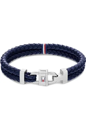 Tommy Hilfiger Jewelry Armband für Herren aus Leder mit Edelstahlverschluss - Erhältlich aus Blau oder Schwarz