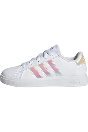 adidas Grand Court Lifestyle Lace Tennis Shoes Tennisschuhe, Cloud White/Iridescent/Cloud White, 35 EU