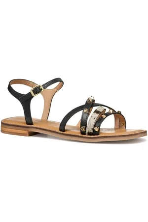 Geox Damen D MADDALUSIAC D Slide Sandal, Black/White, 39 EU