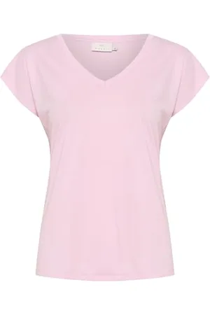 Kaffe T-Shirt KAlise Damen T-Shirt Kurzarm V-Ausschnitt Basic Shirt M
