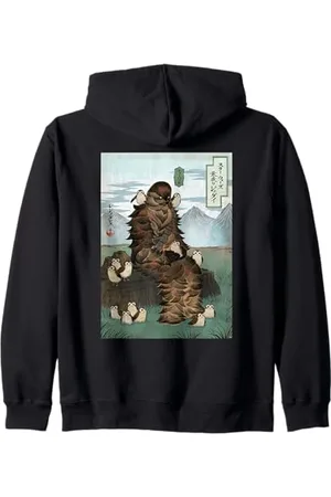 STAR WARS Chewbacca and Porgs Japan Ukiyo-e Art Style Kapuzenjacke