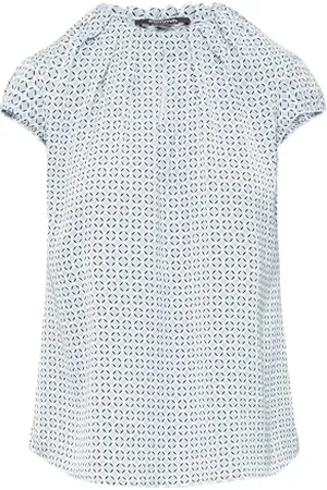 Comma, Satinbluse mit Raffung und All-Over-Print 42