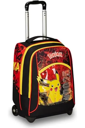 7 for all Mankind Schultrolley Big, Rot und Gelb, Pokemon Pikachu, Legendary Avengers, Doppelfach, Trinkflaschentasche und Crossover System, Schulrucksack für Reisen, Kinder Jungen, , Taglia unica
