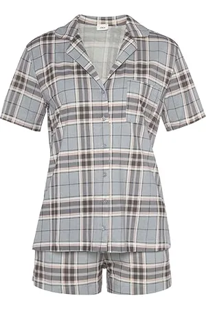 QS by s.Oliver Kurzer Pyjama Damen, blau-grau kariert