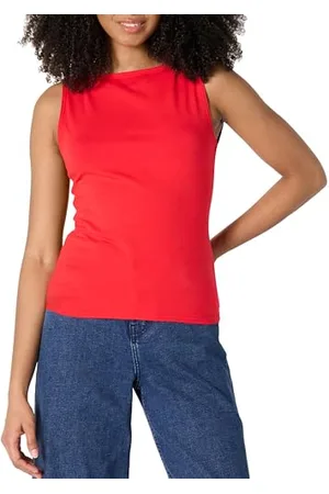 Amazon Damen Layering Tank-Oberteil Mit Bateau-Ausschnitt Aus Rippstrick, Schmale Passform, , XL
