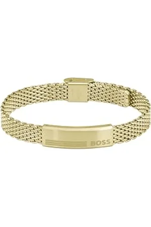 HUGO BOSS Jewelry Gliederarmband für Herren Kollektion ALEN aus Gelbgold mit einer Gravierten Plakette - 1580610