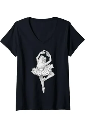 Urban Empyre Damen Frosch Ballerina T-Shirt mit V-Ausschnitt
