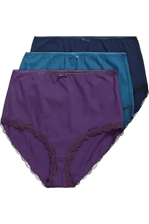 Ulla Popken Damen große Größen Übergrößen Plus Size Maxislips, 3er-Pack, Spitzenkanten, High Waist