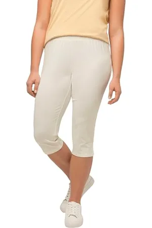 Ulla Popken Damen Capri Leggings with sideslits Hose, , 40W / 32L