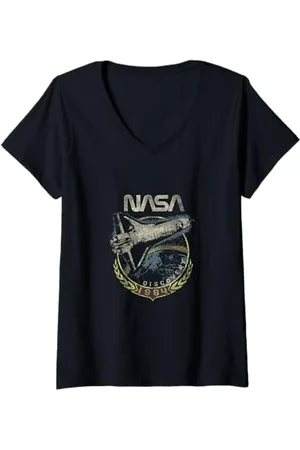 Nasa Damen Distressed Discovery 1984 T-Shirt mit V-Ausschnitt