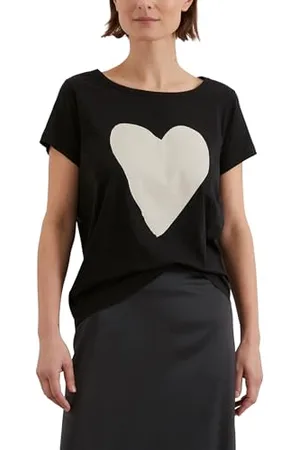Marc O’ Polo Marc OߴPolo Damen T-Shirt aus Bio-Baumwolle mit U-Boot Ausschnitt, Schwarz (Black), L