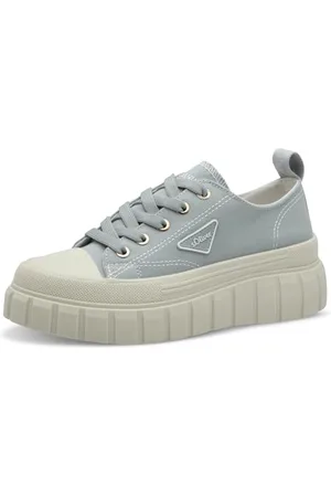 QS by s.Oliver Damen Plateau Sneaker aus Stoff Bequem, Blau , 40 EU
