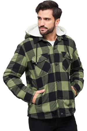 Brandit Lumber Jacket Hooded, Farbe: black+oliv, Größe: 3XL