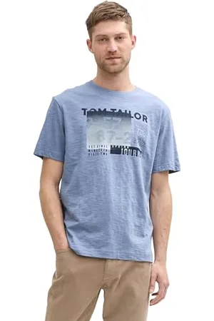 TOM TAILOR Basic Langarmshirt mit Henley-Kragen, Mystical Blue Navy Injected, L