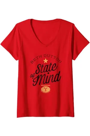Yellowstone Damen Beth Dutton Geisteszustand T-Shirt mit V-Ausschnitt