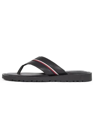 Tommy Hilfiger Herren Sandalen Core Toe Post aus Leder, (Black), 43