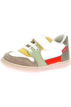 Kickers Jungen Unisex Kinder Kickbuvar Sneaker, Weiß, Khaki, Beige, 21 EU