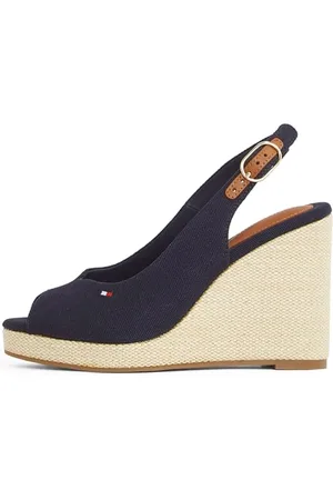 Tommy Hilfiger Damen Wedge Sandalen Flag High Slingback mit Knöchelriemen, Blau (Space Blue), 41