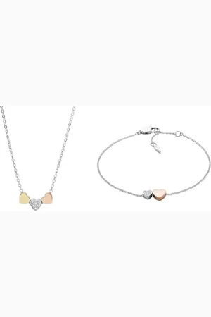 Fossil Damen-Kette ohne Anhänger Edelstahl JF02856998 Damen-Armreifen Edelstahl JF03095998