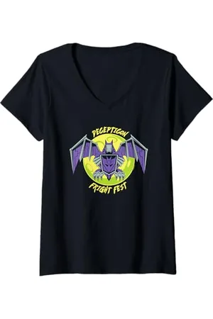 TRANSFORMERS Damen Evergreen Halloween Decepticon Fright Fest T-Shirt mit V-Ausschnitt