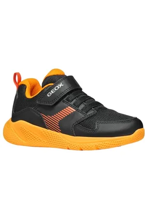 Geox J SPRINTYE Boy A Sneaker, Black/Orange, 38 EU