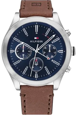 Tommy Hilfiger Multi Zifferblatt Quarz Uhr für Herren mit Braunes Lederarmband - 1791741