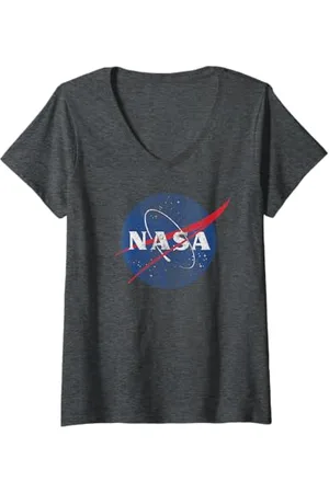 Nasa Damen Distressed Frikadelle Logo T-Shirt mit V-Ausschnitt