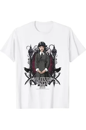 Wednesday Solitude Suits Me Cartoon Logo T-Shirt