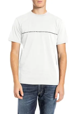 Replay Herren T-Shirt Kurzarm aus Baumwolle, Weiß (White 001), XXL