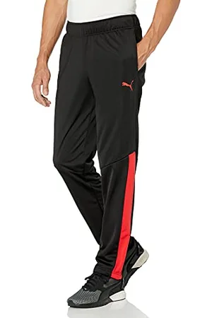 PUMA Herren Contrast Pants (Available in Big & Tall) Trainingshose, Schwarz/Signalrot, Mittel