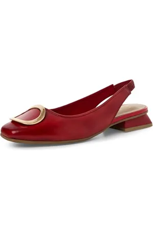 Marco Tozzi Damen Slingpumps aus Leder Kleiner Absatz, (Red), 39 EU
