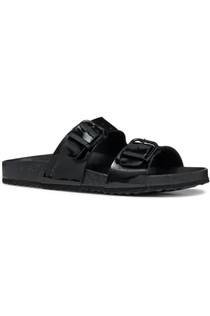Geox Damen D BRIONIA R M Flat Sandal, Black, 39 EU