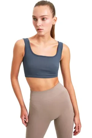 Trendyol Damen Sport-BH, bauchfrei, quadratischer Kragen, gestrickt, , M/L